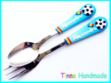 Set cană/tacâmuri personalizate "Fotbal" - Tinna Handmade