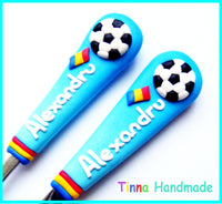 Set cană/tacâmuri personalizate "Fotbal" - Tinna Handmade