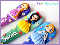 Set tacâmuri personalizate Prințese - Rapunzel, Albă ca zăpada, Cenușăreasa - Tinna Handmade